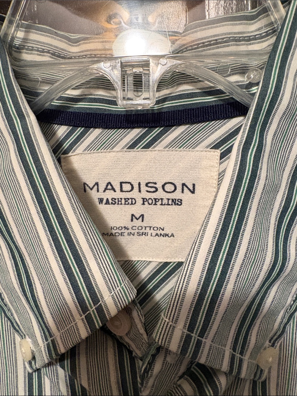 Madison Striped Button-Down Shirt in Green and Navy